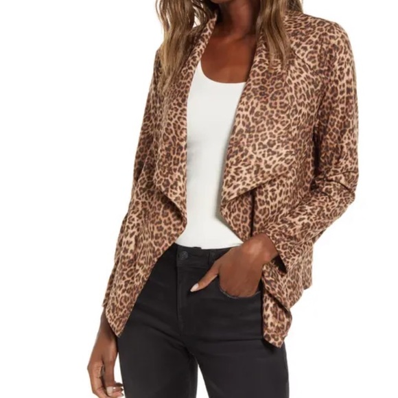 NWT BB DAKOTA Drape Front Faux Suede Jacket In Brown Leopard - Picture 1 of 8